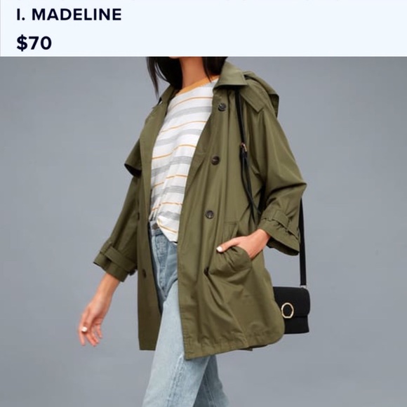 🆕 I. Madeline Olive Green Hooded Jacket - Picture 4 of 5